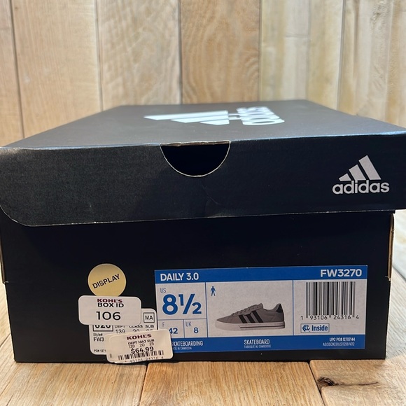 Men's Adidas Gray, Black, and White Daily 3.0 Skateboarding Shoes - Picture 11 of 11